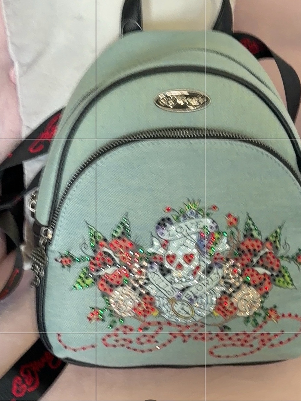 Ed Hardy Mint Green Embellished Mini Backpack